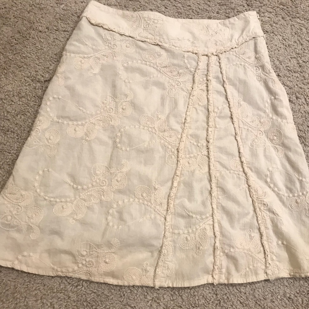 Cream Crochet Detail Skirt